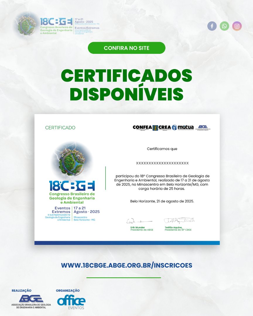 Capa da notícia Os certificados do 18º CBGE já estão disponíveis! Se você participou&#44; é hora de garantir o seu!  